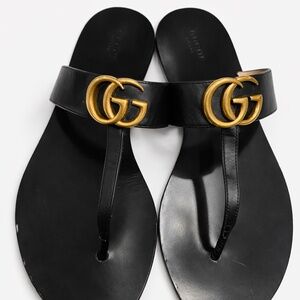 Gucci marmont gold double G t-strap sandal size 10 (41)